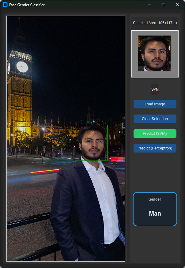 Face Gender Classifier (Perceptron vs. SVM) result 1